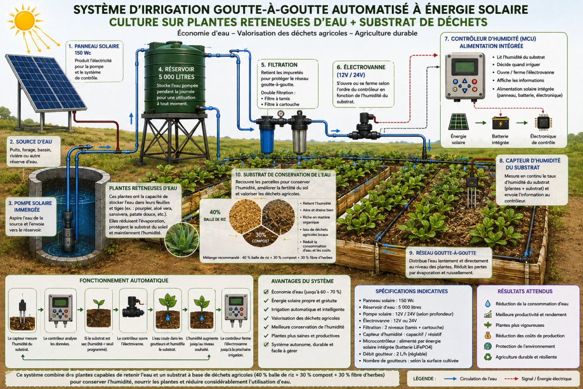 Système d’irrigation intelligente et d’agriculture durable à énergie solaire
